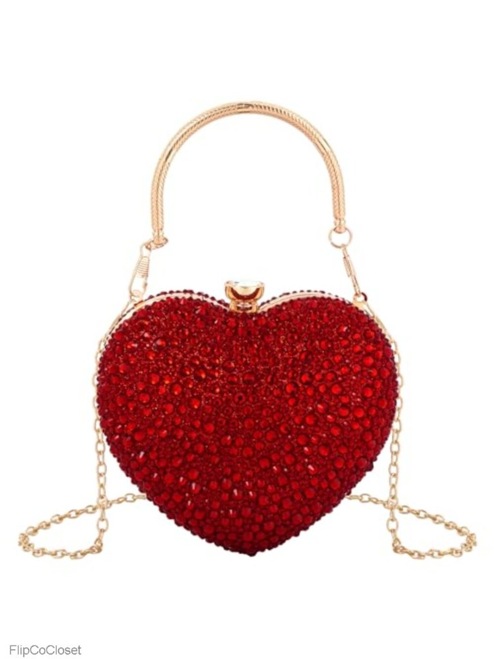Heart Shaped Acrylic Clutch Rhinestone Evening Bag Mini Chain Purse